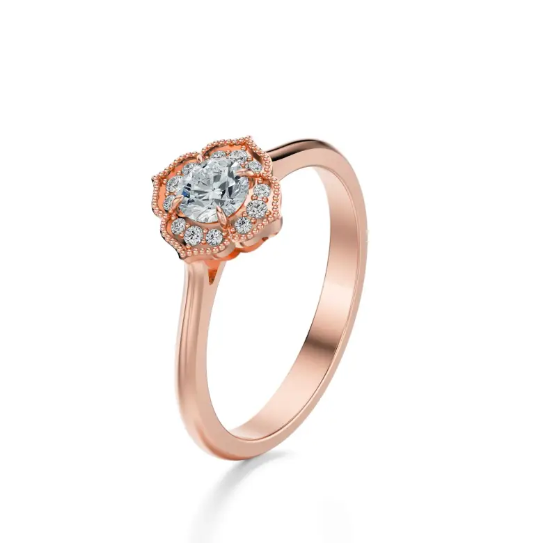 Pierścionek z różowego złota z diamentami